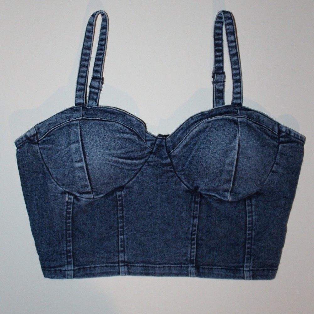 Derek Heart Denim Corset Top Size S